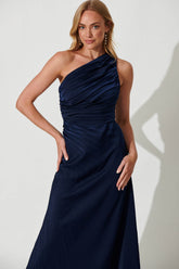 Navy One Shoulder Maxi Dress - Toulon Style
